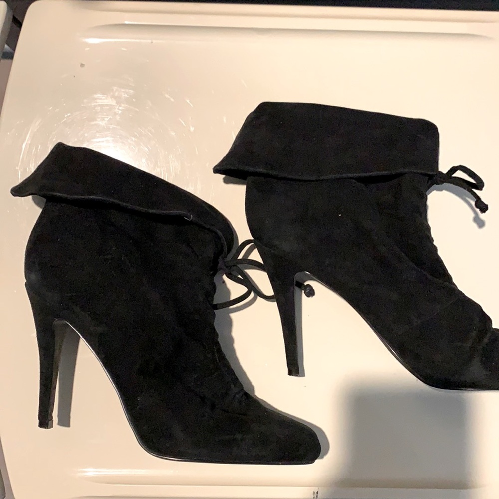 Aldo black suede heel boots. Size 39.
